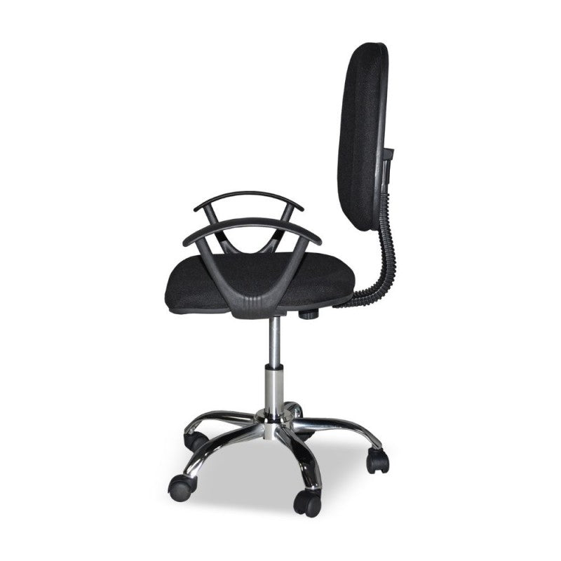 Sedia da Ufficio in Tessuto Nero con Base Cromata