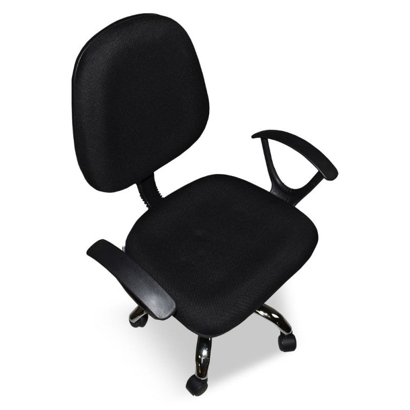 Sedia da Ufficio in Tessuto Nero con Base Cromata