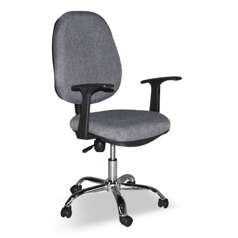 Sedia da Ufficio in Tessuto Grigio con Base Cromata