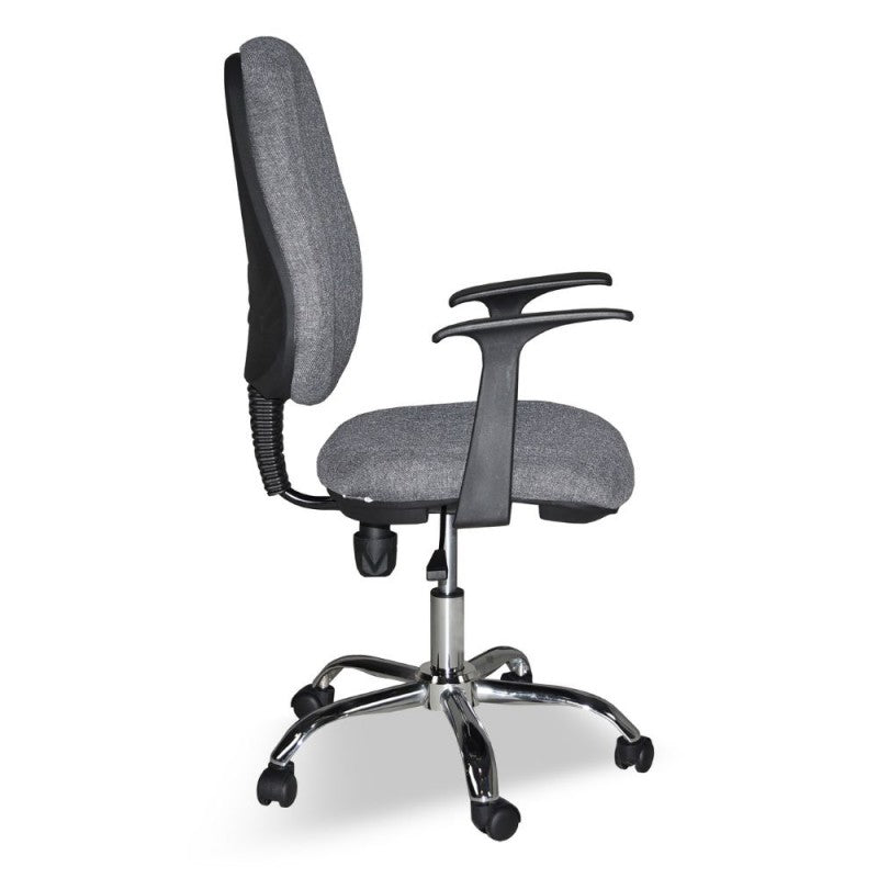 Sedia da Ufficio in Tessuto Grigio con Base Cromata