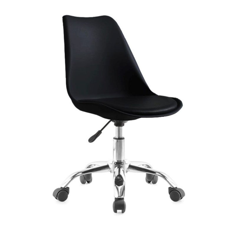Sedia da Ufficio in Plastica Nero e Base Cromata