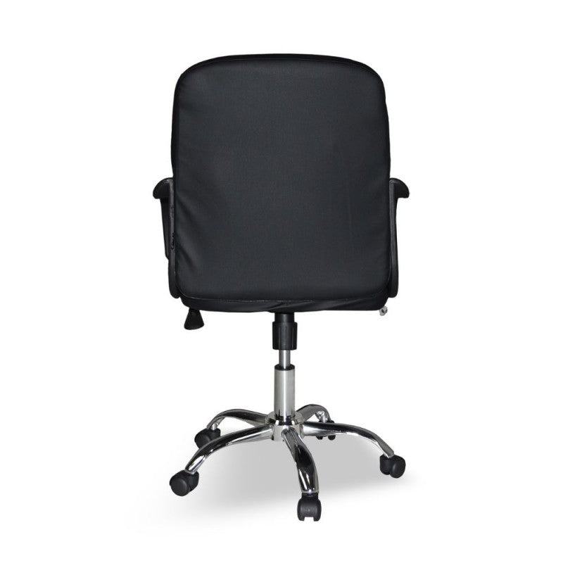 Sedia da Ufficio Direzionale in Ecopelle Nero con Base Cromata