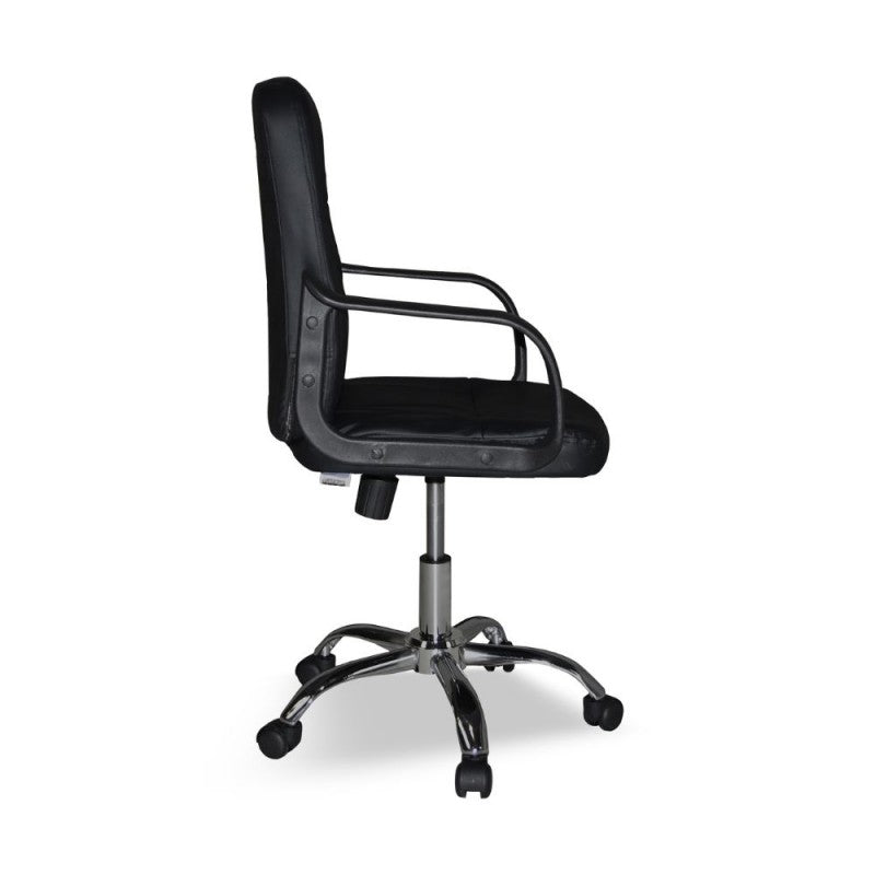 Sedia da Ufficio Direzionale in Ecopelle Nero con Base Cromata