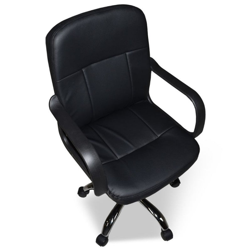 Sedia da Ufficio Direzionale in Ecopelle Nero con Base Cromata