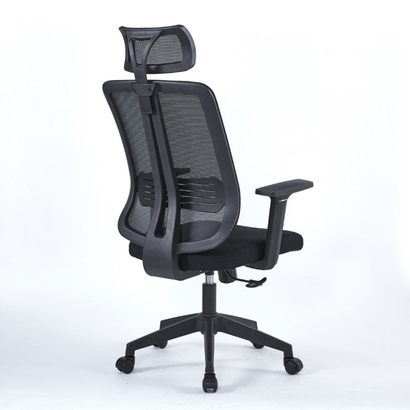 Sedia da Ufficio Satia in Tessuto Mesh Nero e base Nera