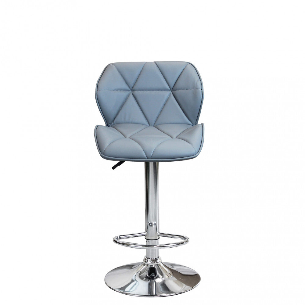Sgabello Grigio Ecopelle con Struttura in Metallo