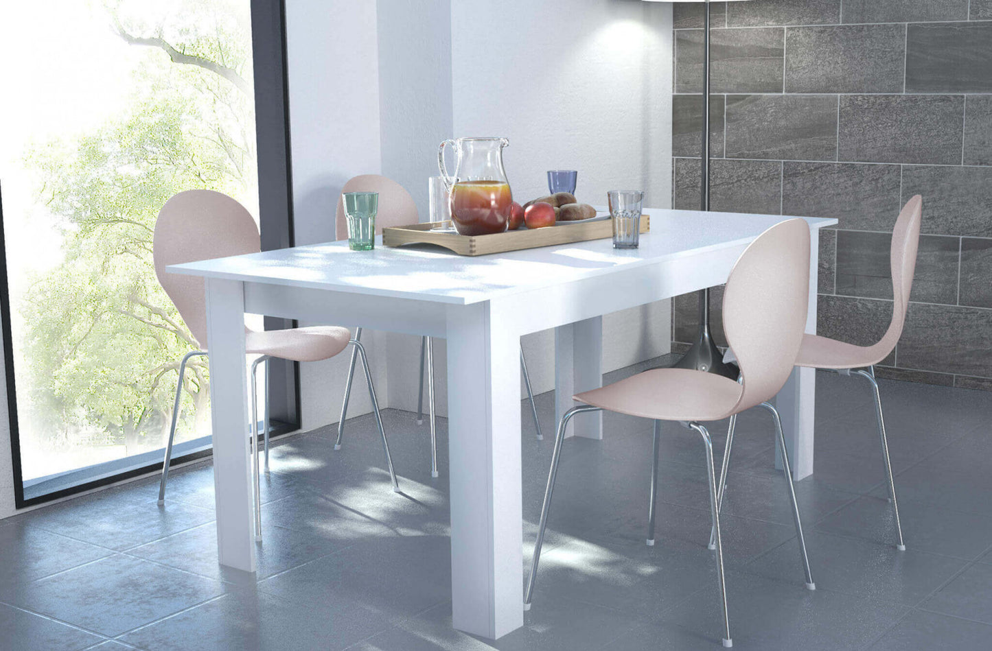 Tavolo Allungabile Bianco 160/200x90x74.5 cm – Design Moderno