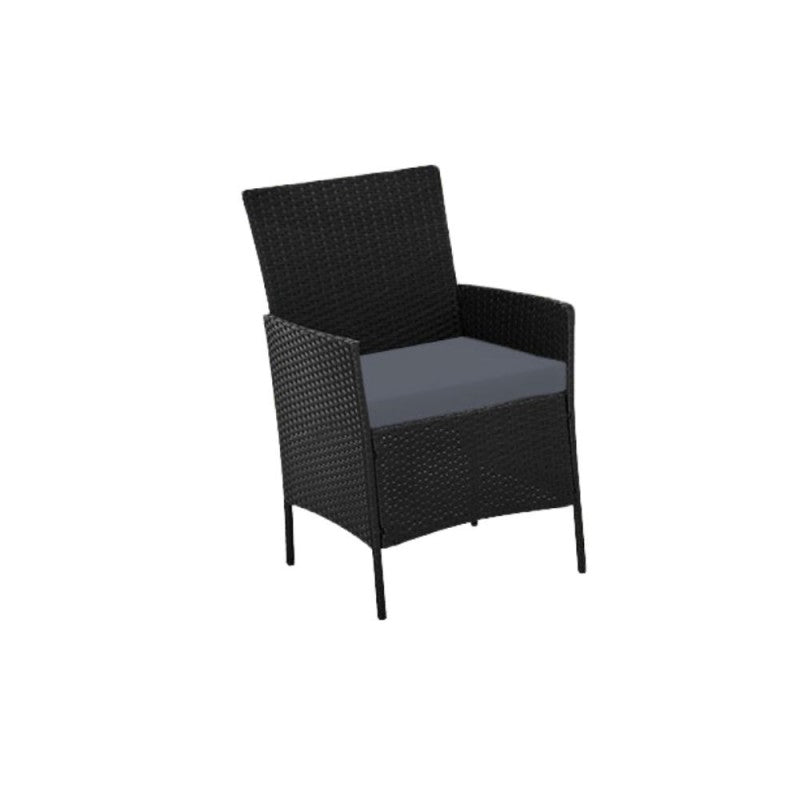 Salotto da Giardino in Rattan Nero con Tavolino e Cuscini