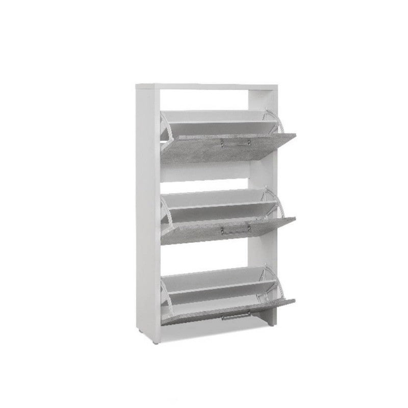 Scarpiera 3 Ante a Ribalta Mobile basso Scarpe 60 cm Grigio Bianco