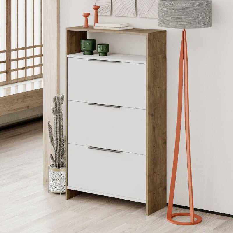 Scarpiera Noce bianco a ribalta 3 Ante 78x28x139 cm