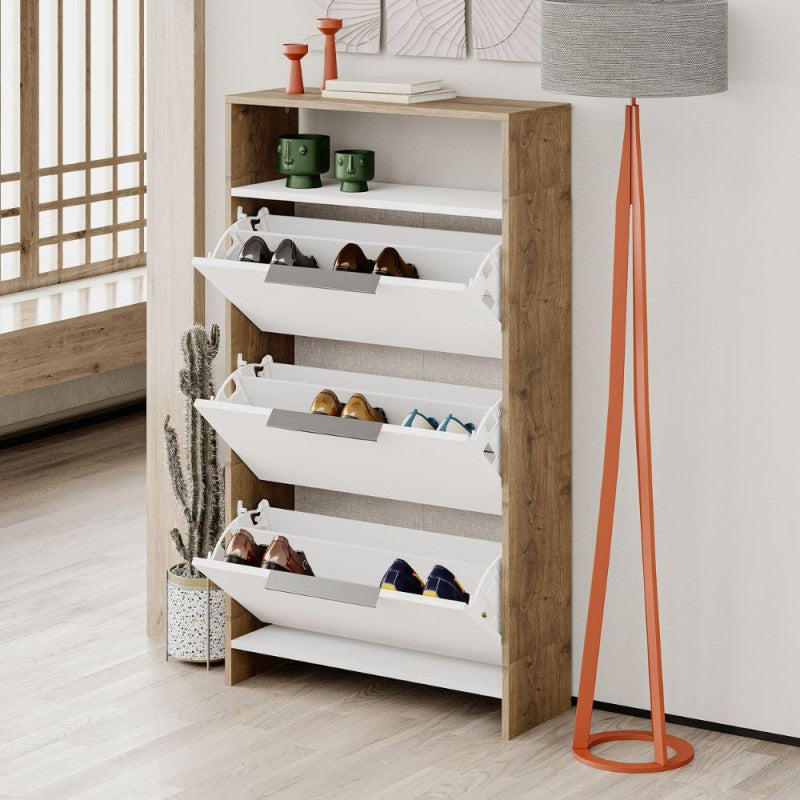 Scarpiera Noce bianco a ribalta 3 Ante 78x28x139 cm