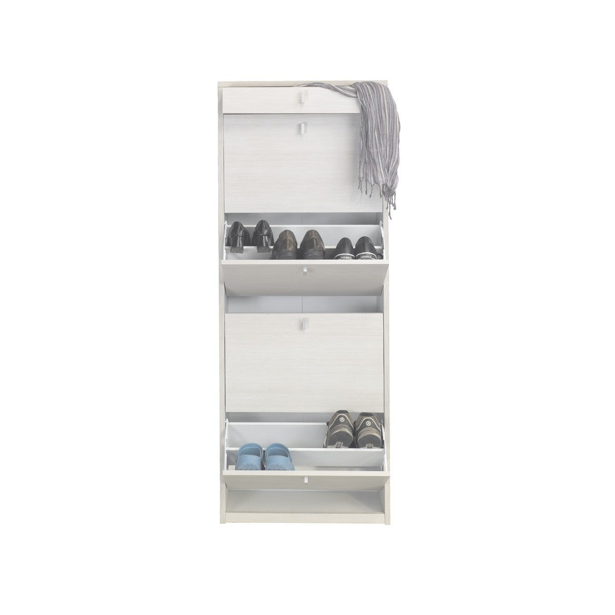 Scarpiera Olmo 4 Ante a Specchio Ribalta Doppia 20 Paia Cassetto Scarpe Mobile