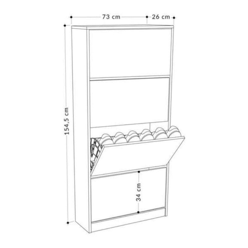 Scarpiera Legno Mocha 4 ante Doppie a Ribalta