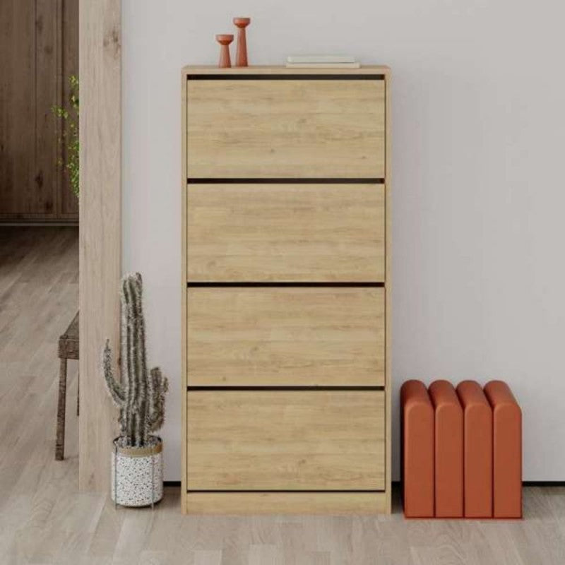 Scarpiera in Legno Rovere chiaro 4 ante Doppie a Ribalta