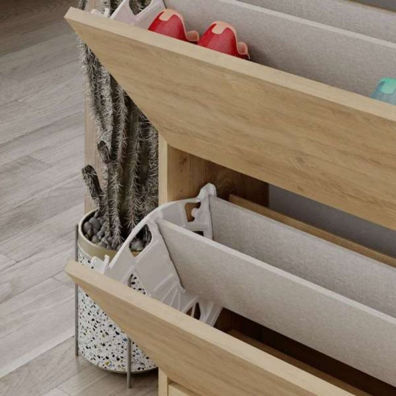Scarpiera in Legno Rovere chiaro 4 ante Doppie a Ribalta