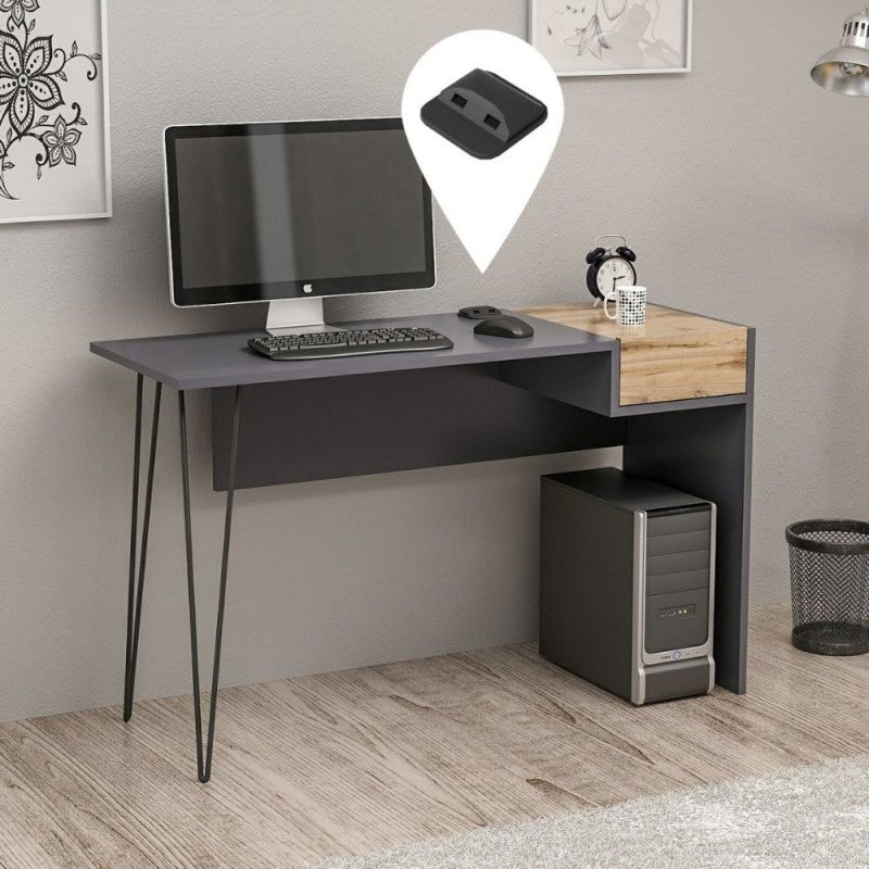 Scrivania Porta PC con Porte USB Cassetto Camera Bambini Ufficio