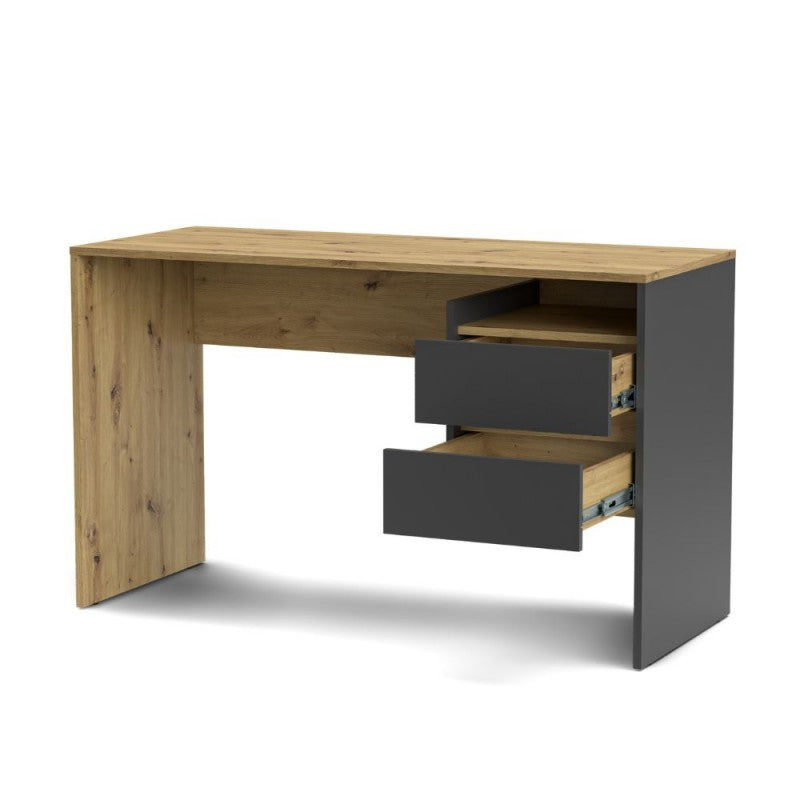Scrivania Rovere e Antracite Tavolo 130 cm 2 Cassetti Laterali