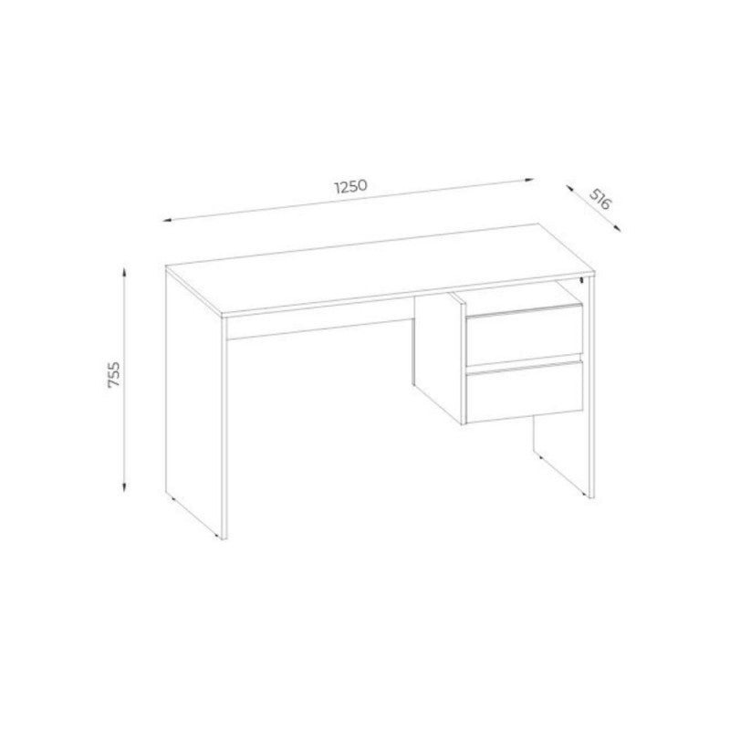 Scrivania Rovere e Antracite Tavolo 130 cm 2 Cassetti Laterali