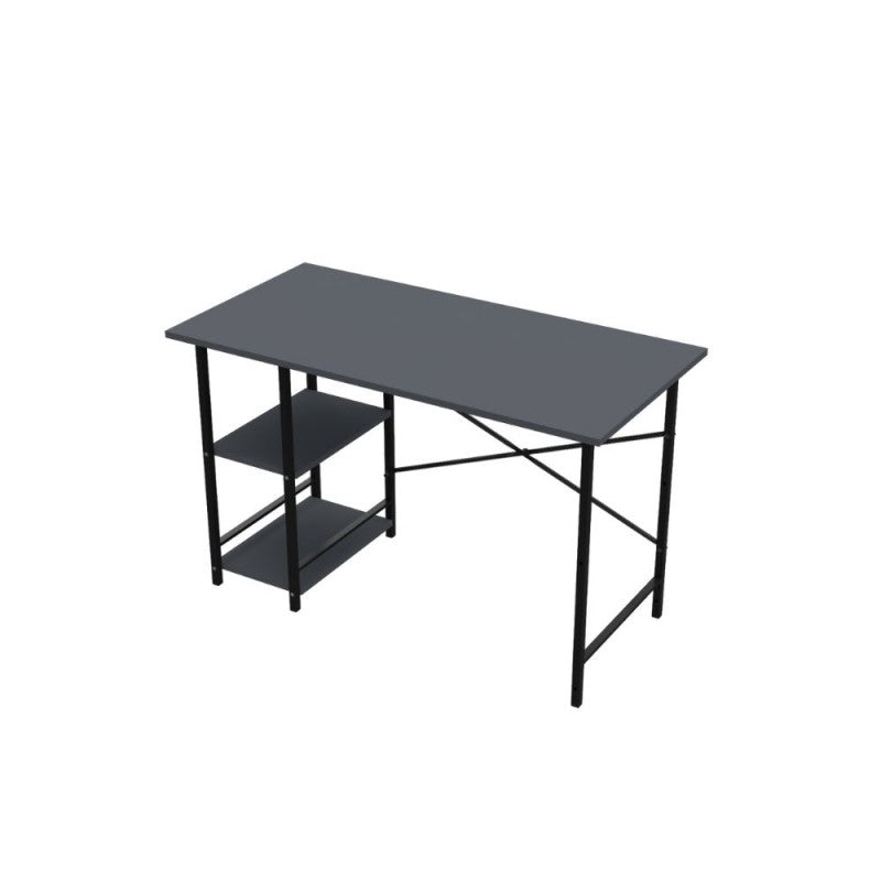Scrivania Antracite con 2 Ripiani da Ufficio Camera 120x60x72 cm