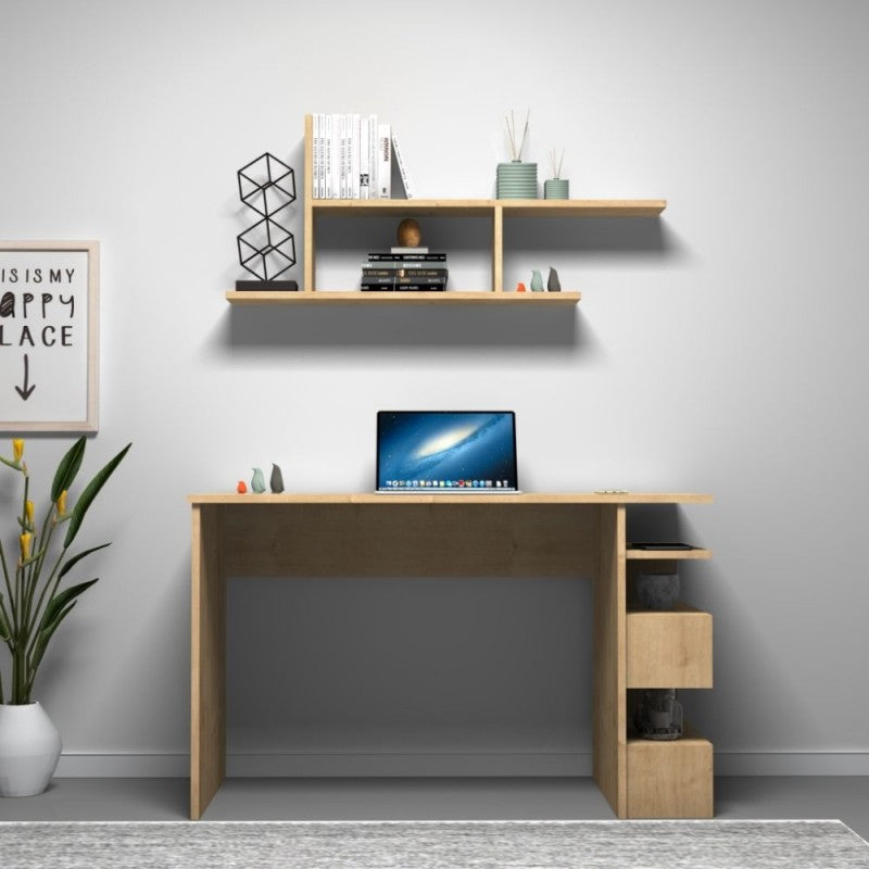 Scrivania Tavolo 120 cm con Libreria Mensola Rovere da Camera Cameretta