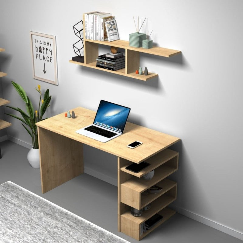 Scrivania Tavolo 120 cm con Libreria Mensola Rovere da Camera Cameretta