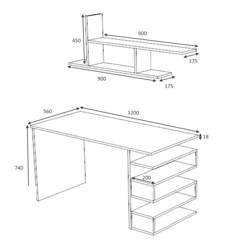 Scrivania Tavolo 120 cm con Libreria Mensola Rovere da Camera Cameretta