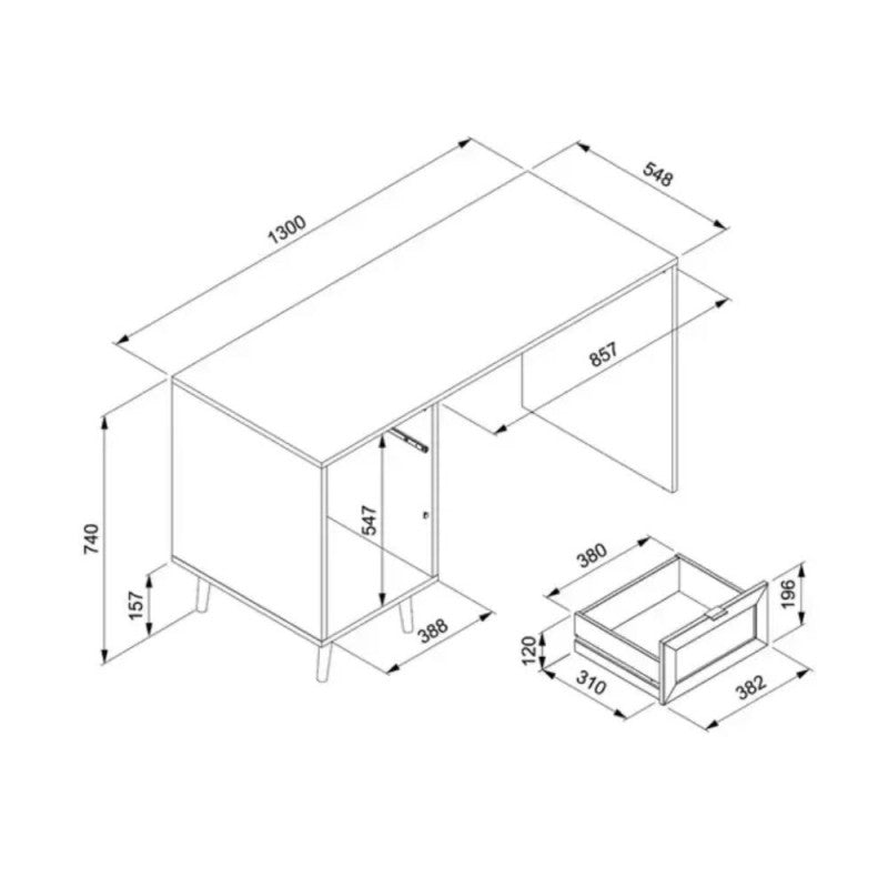 Scrivania Nera effetto Vimini 1 Anta e cassetto Design Moderno da Ufficio Salone