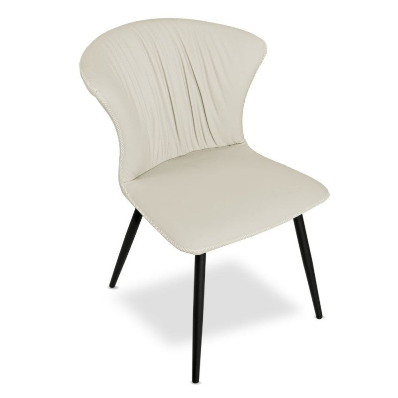Set 2 Sedie Beige con Gambe Nero in Metallo Imbottita