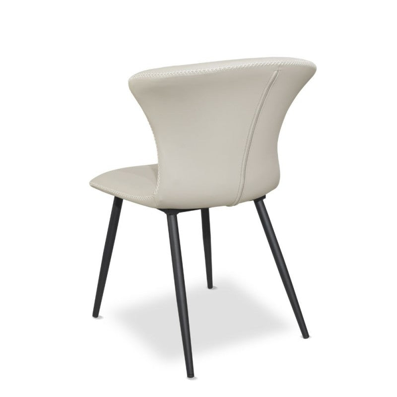 Set 2 Sedie Beige con Gambe Nero in Metallo Imbottita