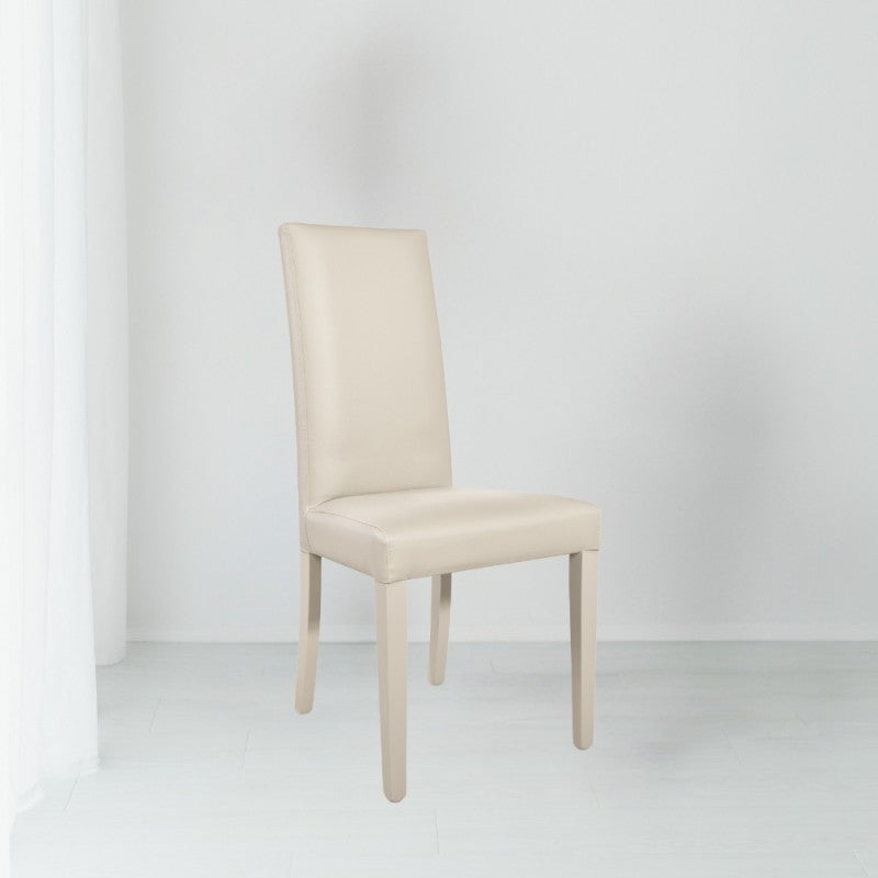 Set 2 Sedie in Ecopelle Imbottite per Sala da Pranzo o Salotto Beige