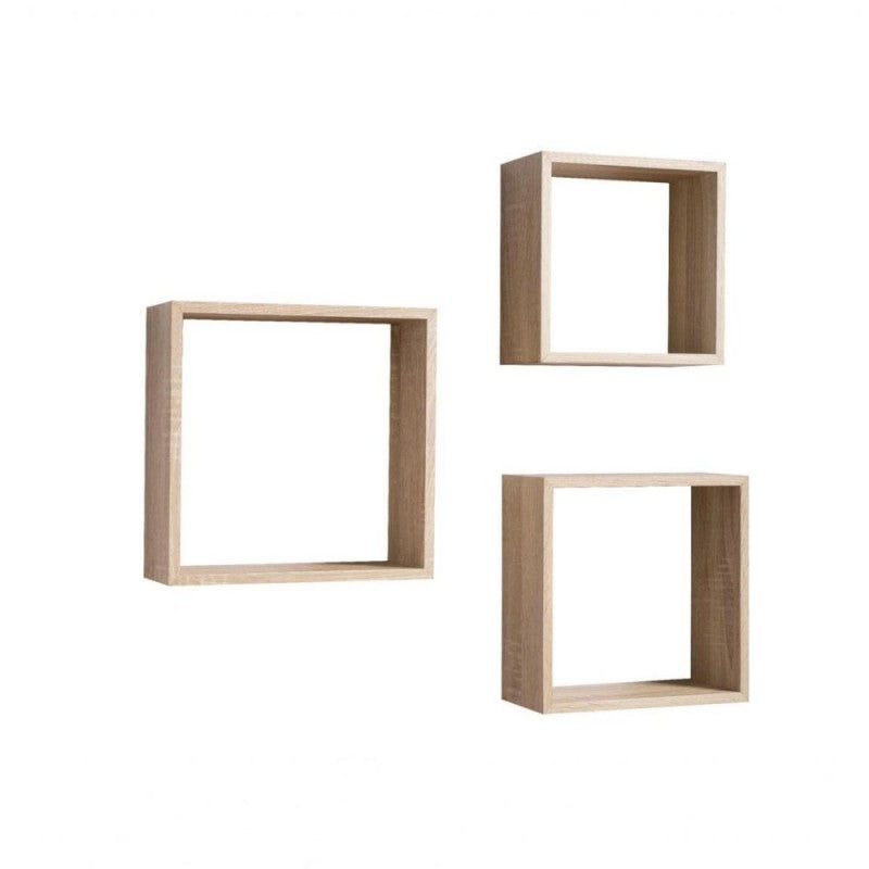 Set 3 Scaffali Da parete a Cubi Rovere Mensole Da soggiorno