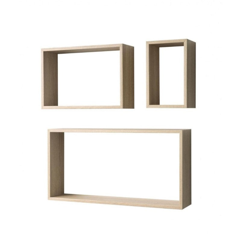 Set 3 mensole a Muro Rettangolari Rovere Scaffali da Parete