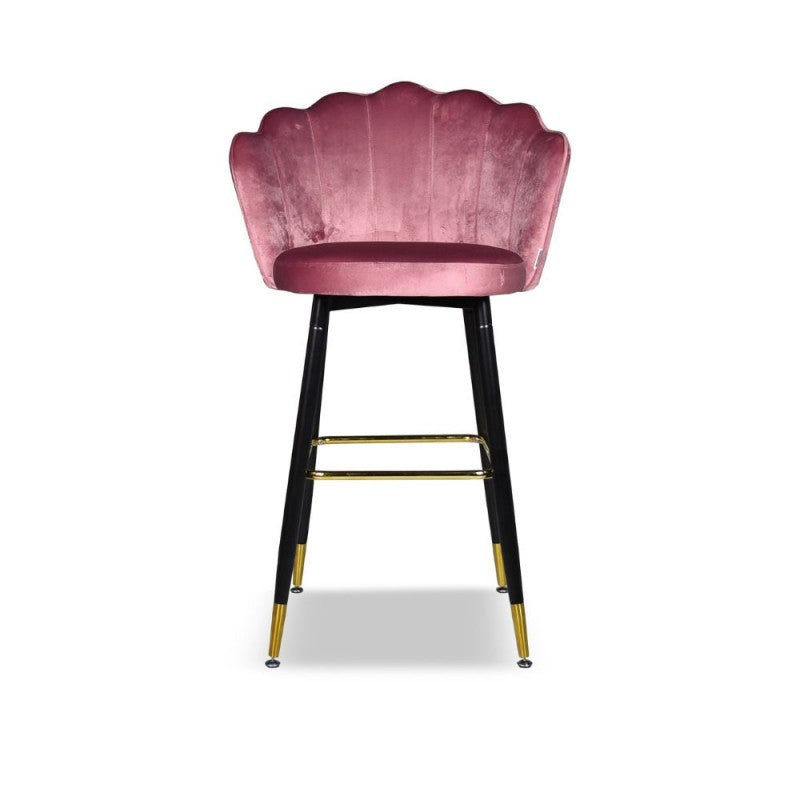 Set di 2 Sgabelli Sedie da Bar Rosa Rivestiti in Velluto Eleganti