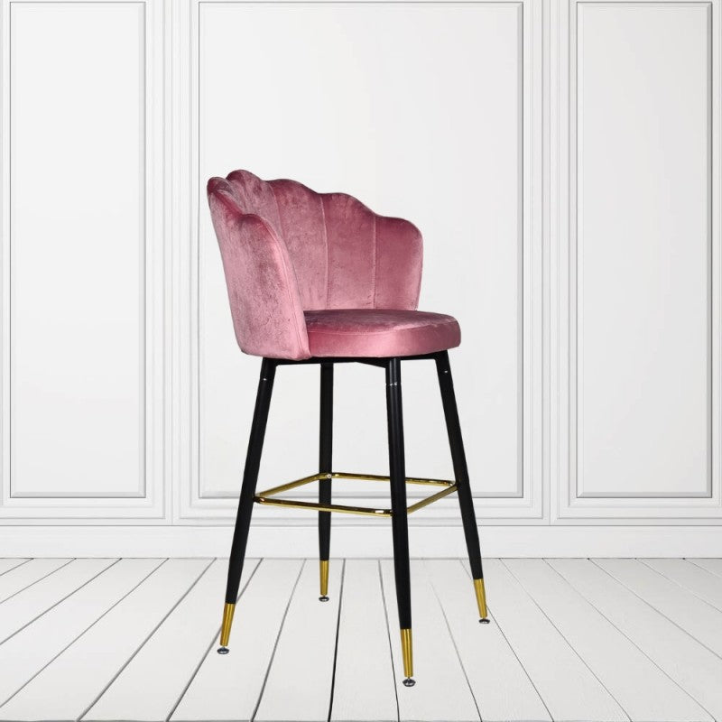 Set di 2 Sgabelli Sedie da Bar Rosa Rivestiti in Velluto Eleganti