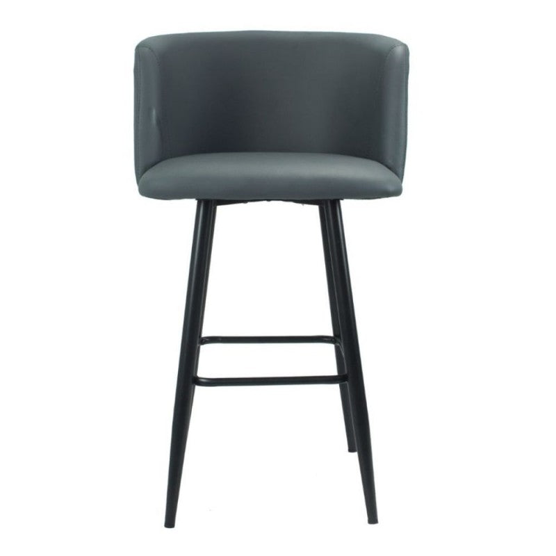 2 Sedie con Seduta in Ecopelle Grigio Set di Sgabelli Alti da Bar