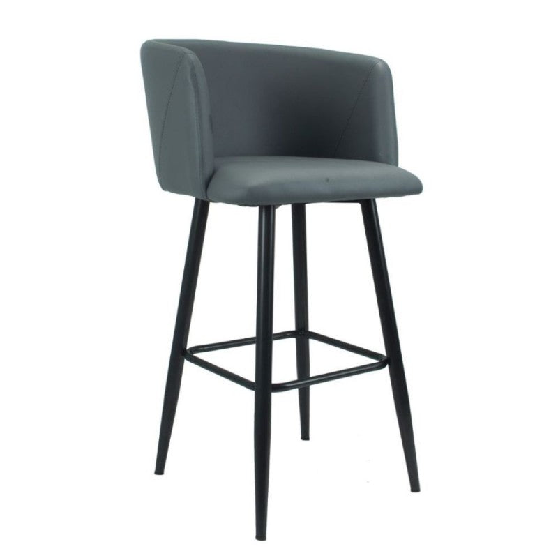 2 Sedie con Seduta in Ecopelle Grigio Set di Sgabelli Alti da Bar