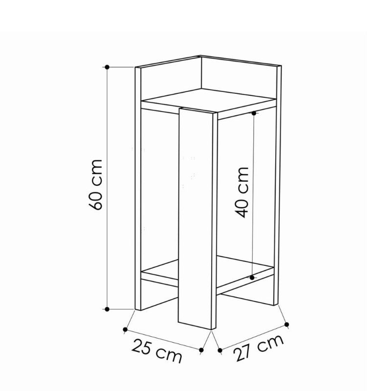 Comodino Tavolino Design Elos destro Bianco 27x25x60 cm