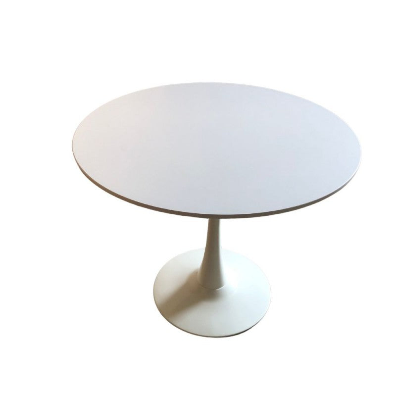 Tavolo da Salotto Tondo Bianco con Base in metallo 90 x 73 cm