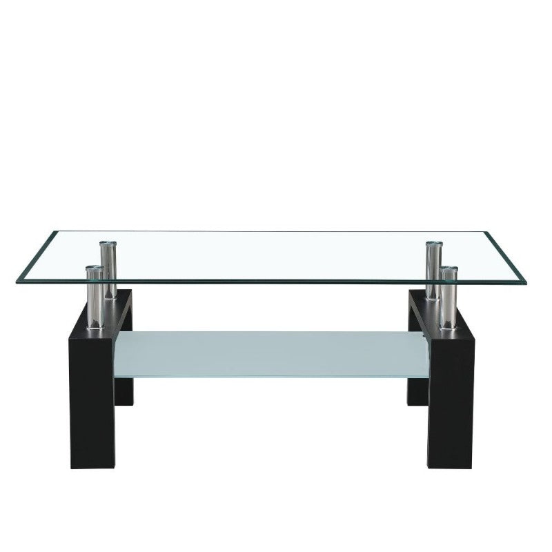 Tavolino in Vetro da Caffe 110x60 Nero Tavolo Basso da Salotto