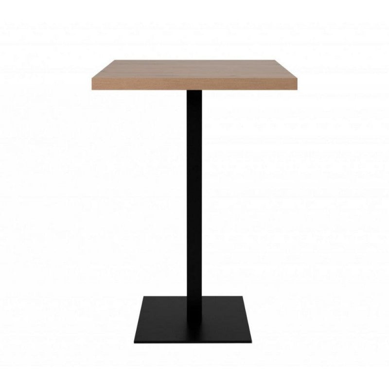Tavolo Quadrato 70x70 Alto da Bar per Sgabelli in Legno Rovere e Metallo Nero