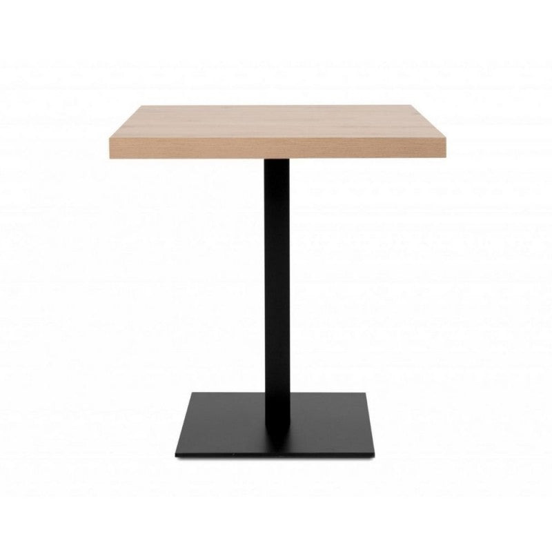 Tavolo Quadrato in Legno 70x70 Rovere con Base Nera da Cucina per Bar Moderno