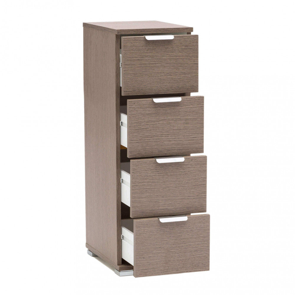 Cassettiera 4 Cassetti Rovere Grigia 27x38x85 cm moderna Spaziosa