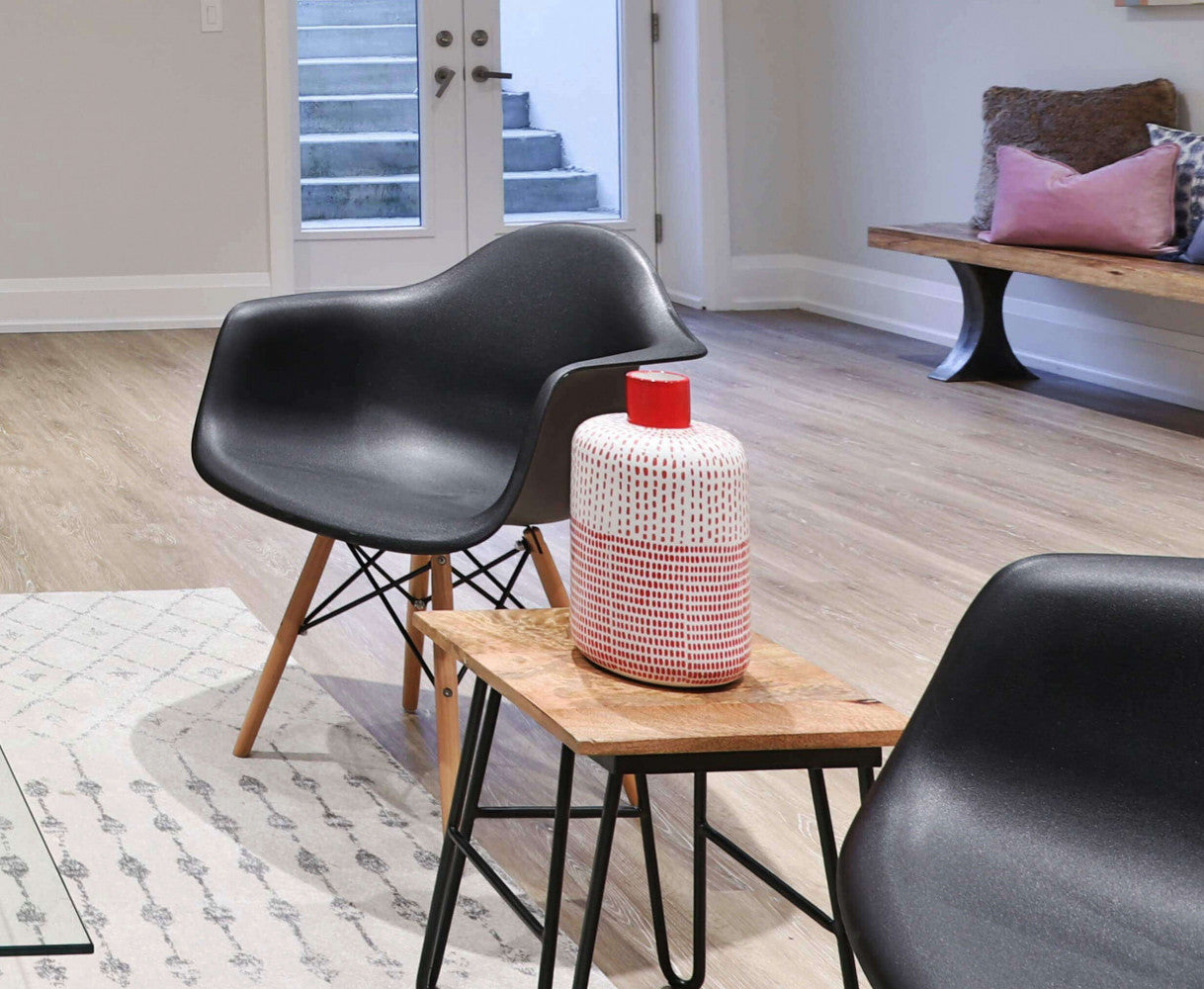 Set di 4 sedie con Braccioli, marrone e nero, metallo e legno Design Moderno
