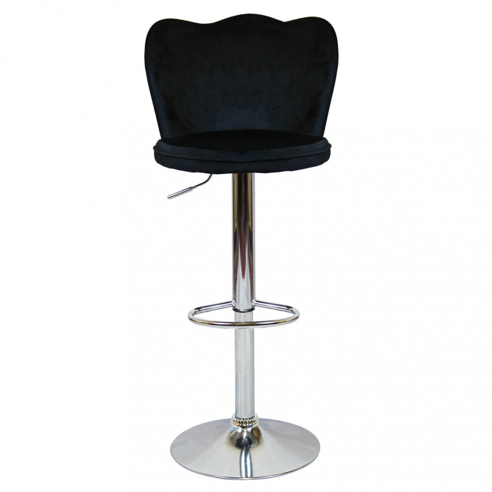 Sgabello in Velluto Nero con Struttura in Metallo 101 cm