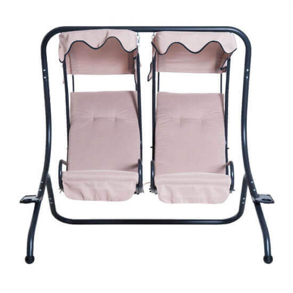 Dondolo Beige struttura Nera 174x136x182 cm con Sedute Separate