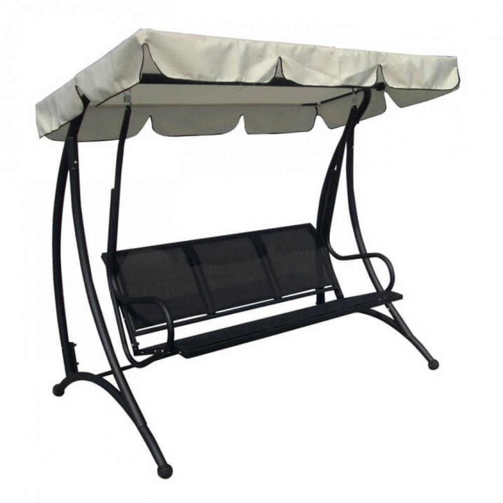 Dondolo Relax Grigio e Nero 195x120x172 cm con Cuscini