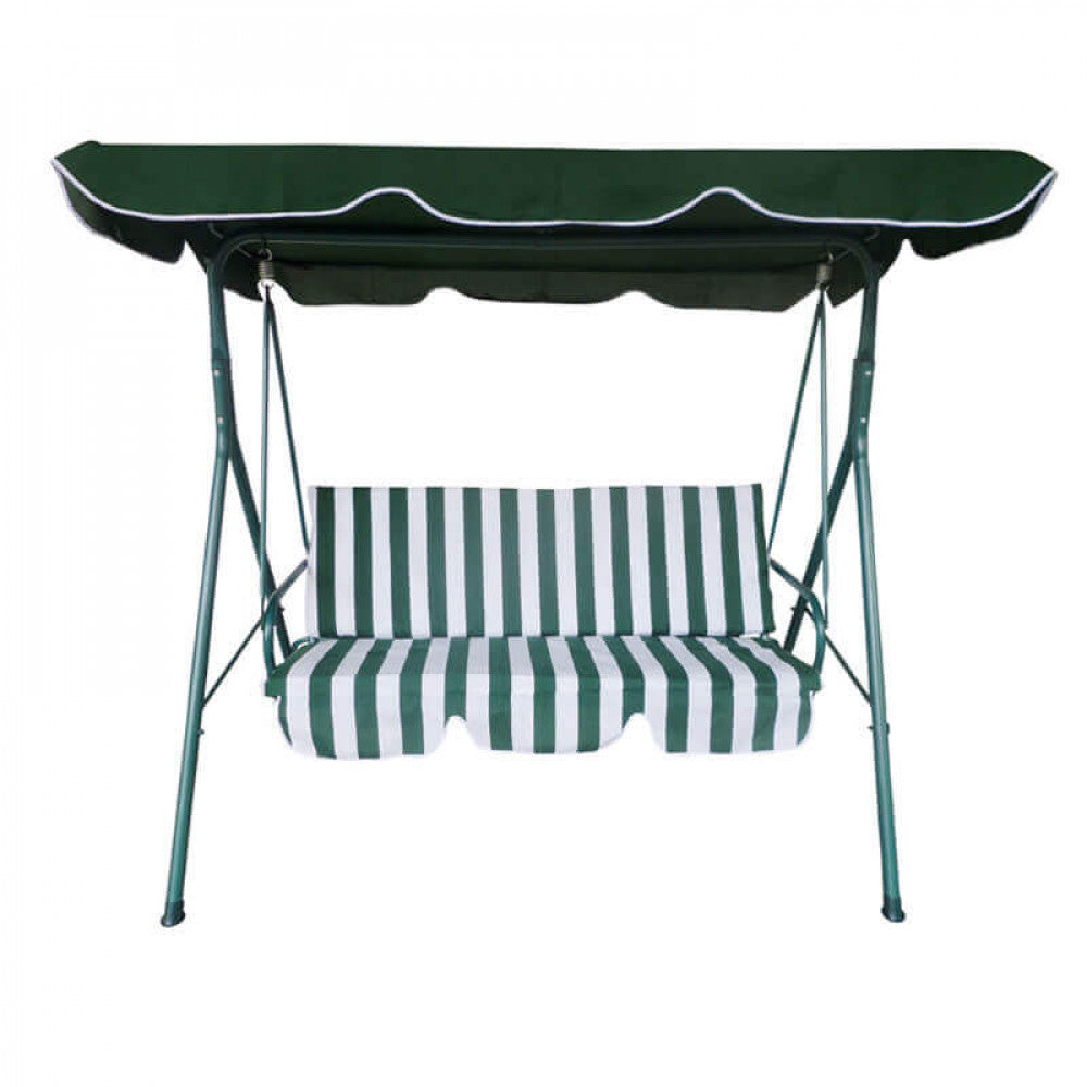 Dondolo Relax Verde 170x110x153 cm con Cuscino a Righe