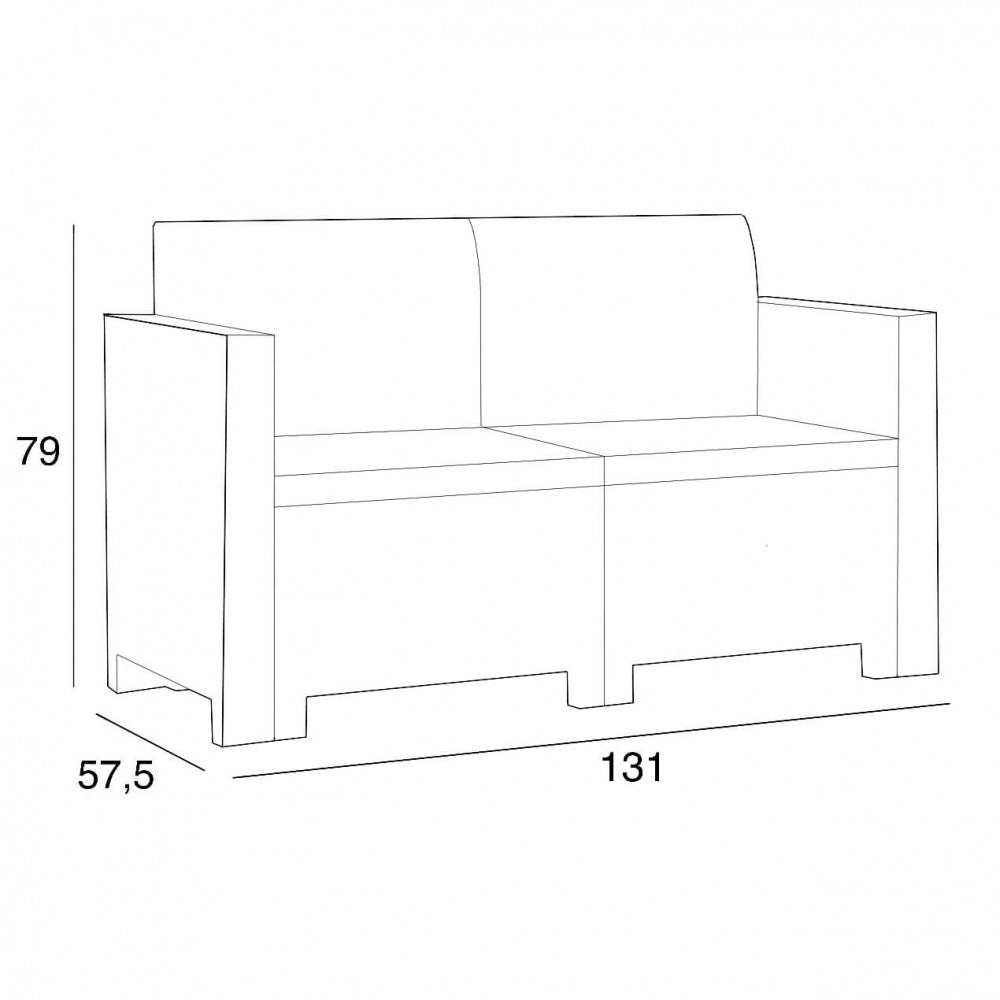 Salotto da Esterno in plastica effetto wicker tortora con Cuscini Balcone