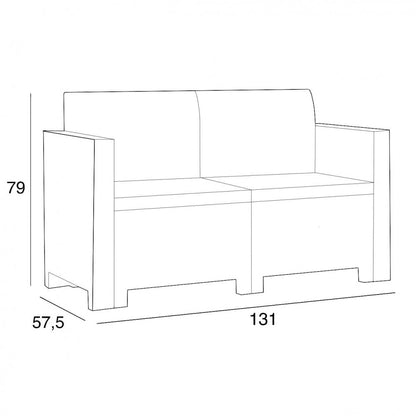 Salotto da Esterno in plastica effetto wicker tortora con Cuscini Balcone