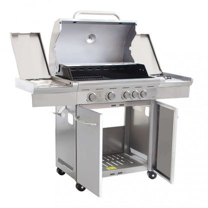 Barbecue a gas 5 fuochi in acciaio inox griglia e piastra ghisa